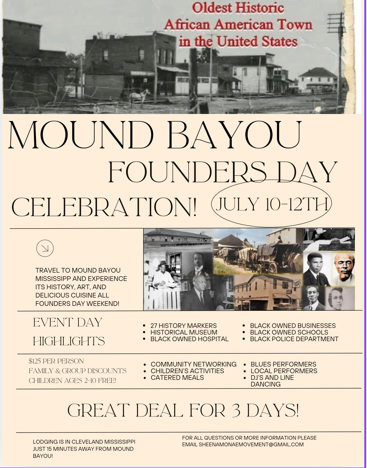 Mound Bayou Founders Day- Family- (Maximum 5 people)- three days